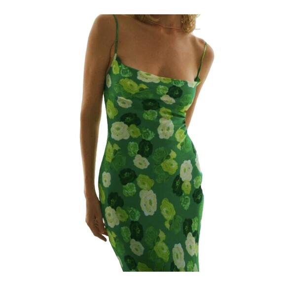 Adoore Vienna Open Back Midi Dress in Green Floral Print Size 4 - Picture 4 of 11